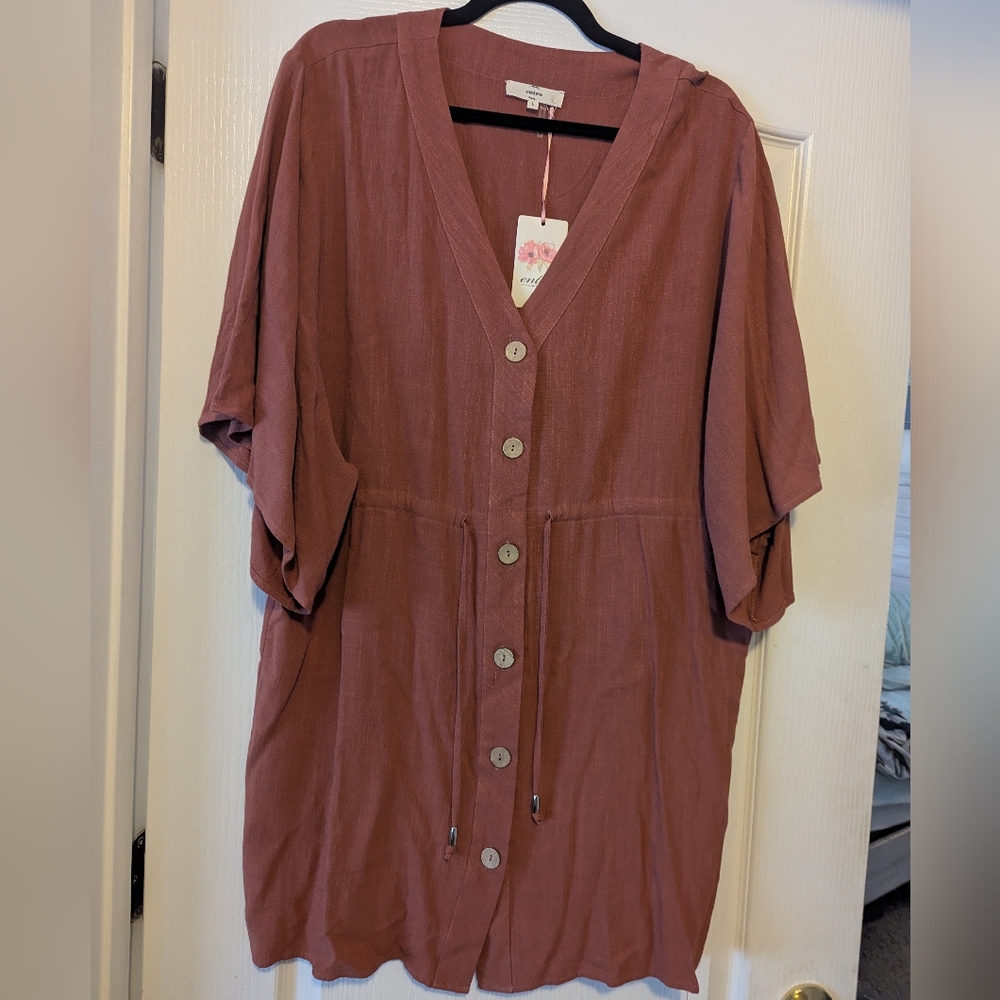 NWT Entro Terracotta Buttoned Dolman Sleeve Dress